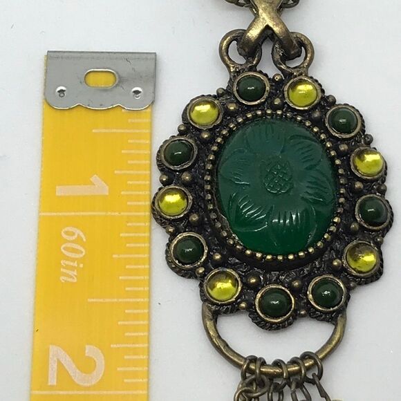 GREEN & Yellow Statement Necklace - Picture 6 of 6